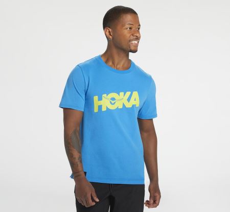 Hoka One One Brand Tee - Top Homem Azuis | PT-hwUUzGT